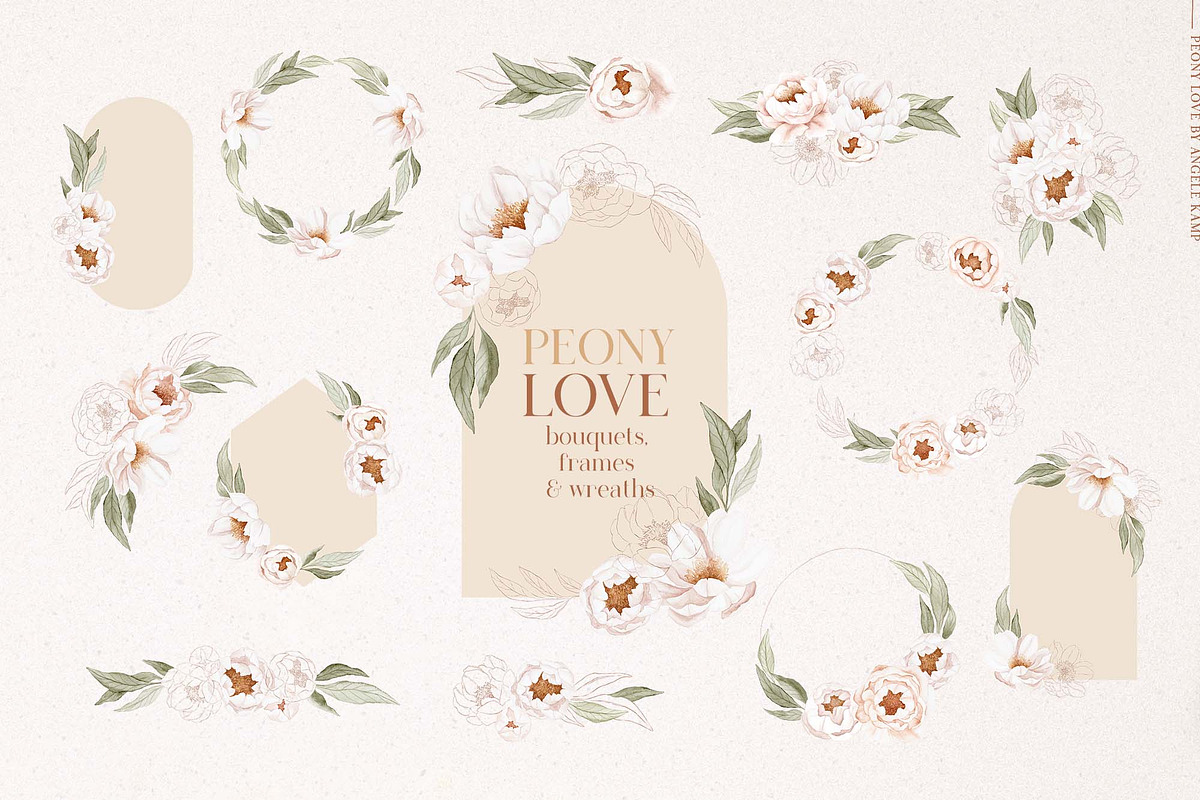 Peony Love watercolor patterns, an Illustration by Angele Kamp (Photo 5 of 10)