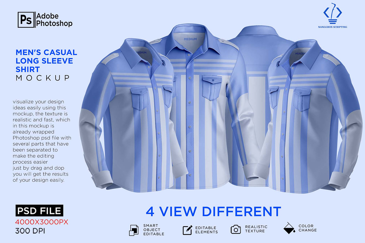 Casual Long Sleeve Shirt Mockup, a Hoody Mockup by Nanggroe Scripting (Photo 1 of 7)