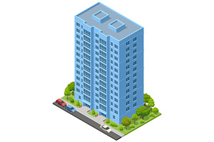 Isometric Blue High Rise Apartment