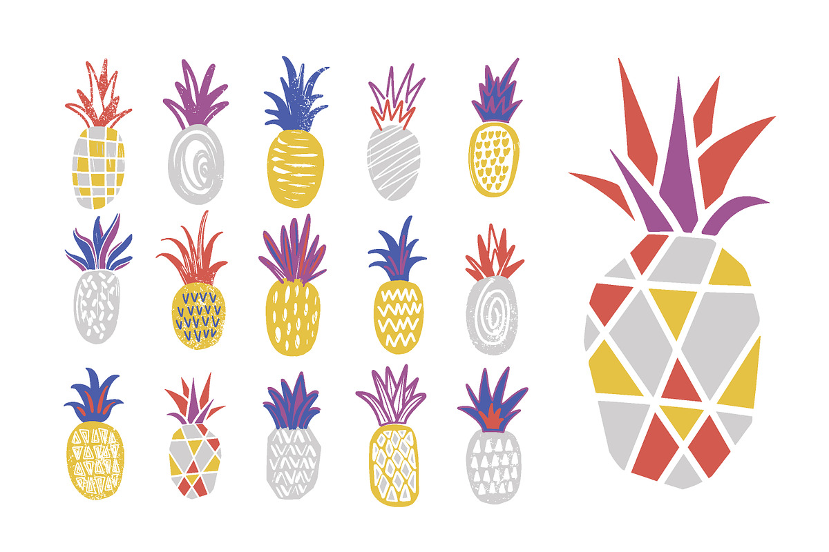 Pineapple set and seamless, a Pattern Graphic by Good Studio