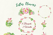 Lotus Flowers. Bouquets and Wreaths, a Decorative Illustration by Nataliapiache (Thumbnail 2 of 5)