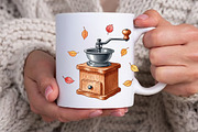 Vintage Autumn Coffee Clipart, an Illustration by Watercolor design (Thumbnail 2 of 6)