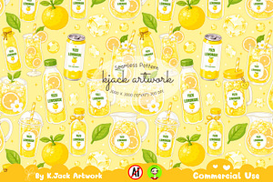 Cute Yuzu Lemonade Drink Seamless