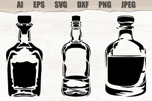 Stencils Bottles of alcohol, a Food Illustration by MARYCRAFTIRIA