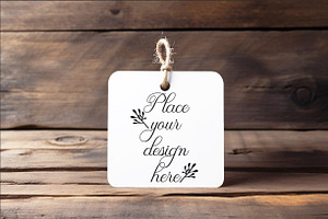 Square Tag Template Tab Mockup Photo