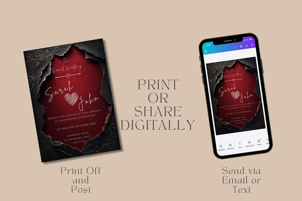 Red Torn Paper Wedding Invitation, an Invitation Template by InvitingStorys (Photo 9 of 12)