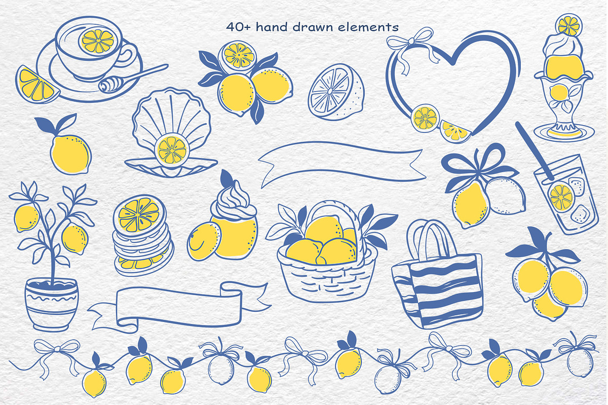 Lemon Vector Clipart Set, an Object Graphic by Watercolor dreams (Photo 3 of 5)