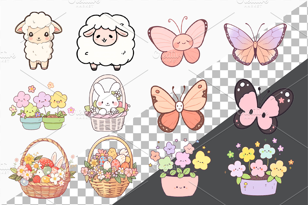 Happy Easter Clip Art. Sticker, PNG, an Object Illustration by KENO Mascots (Photo 2 of 8)