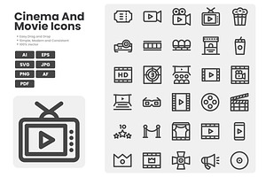 Cinema And Movie Icon Pack, an Outline Icon by erifqizeicon