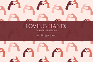 Love Hands Seamless Vector Pattern, a Pattern Graphic by EeKayStore