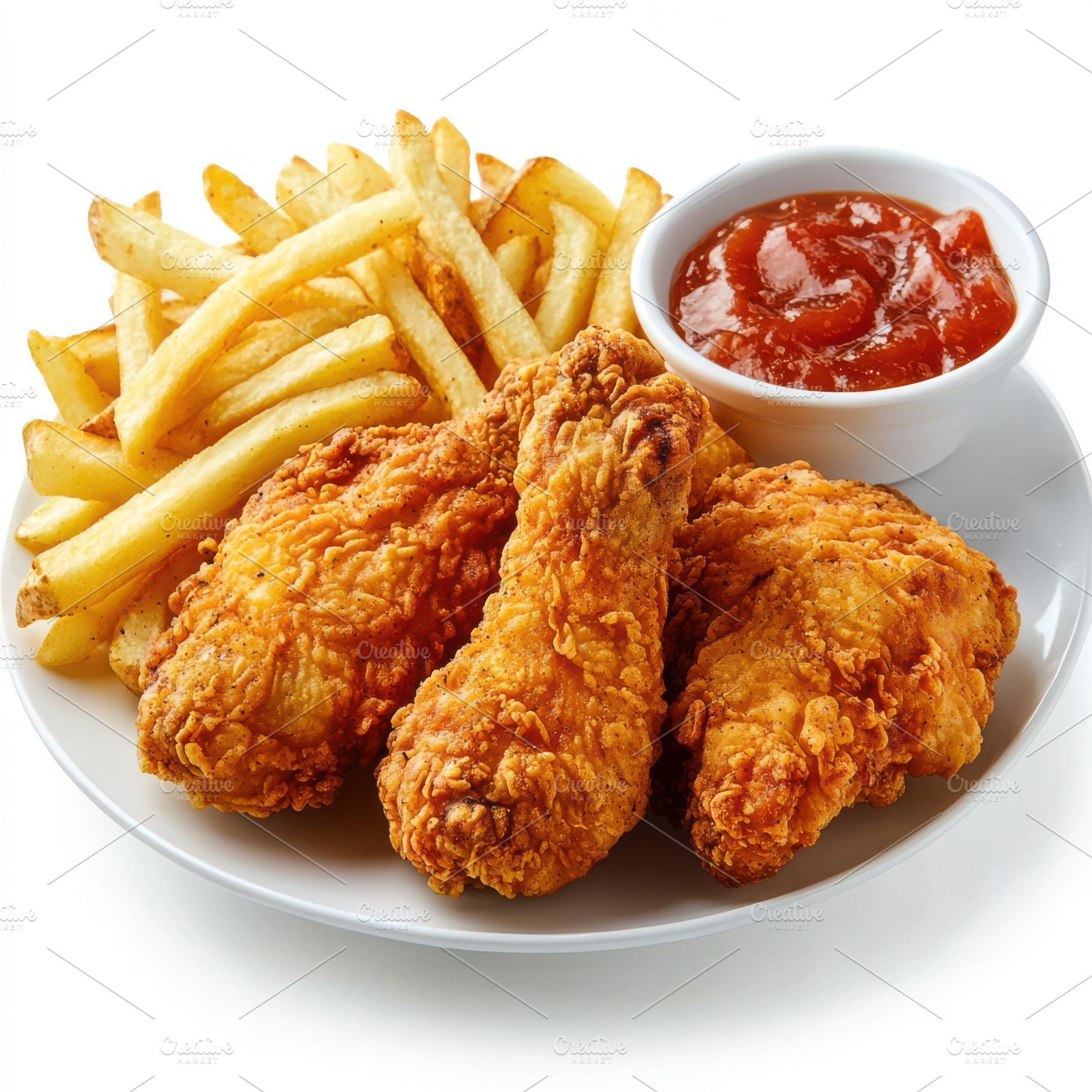 Delicious fried chicken with French, a Food & Drink Photo by Pixeness Studio