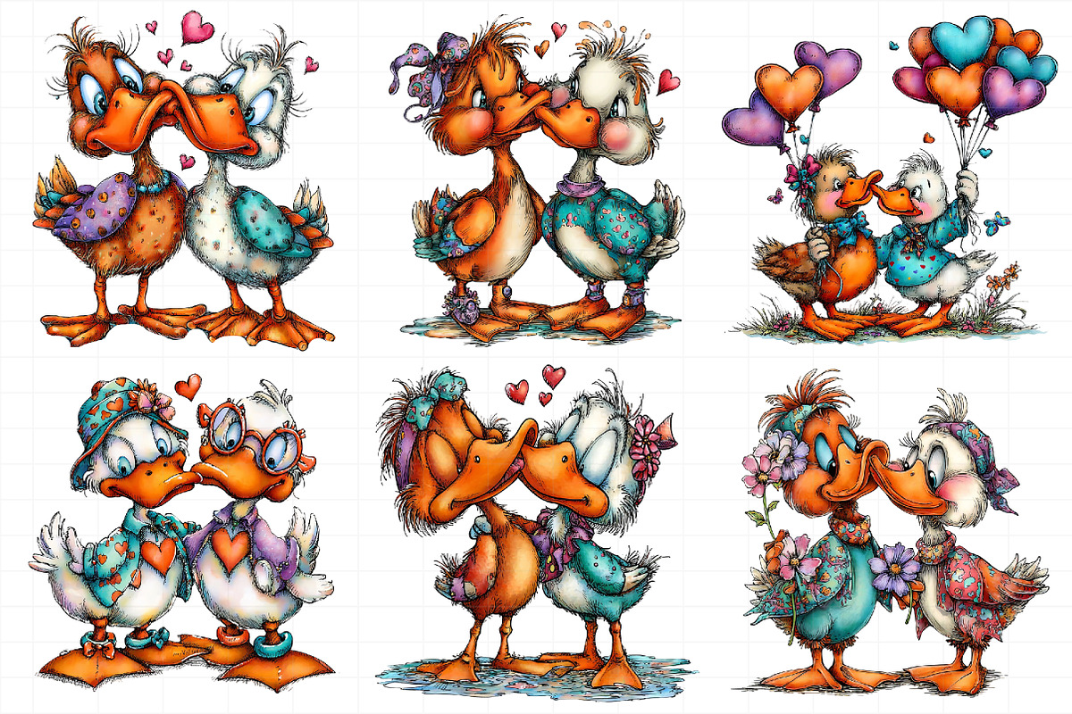 Whimsical Duck Couple Clipart, an Illustration by Daily.Designs (Photo 3 of 8)