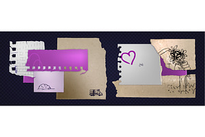 Torn paper notebook pieces and note