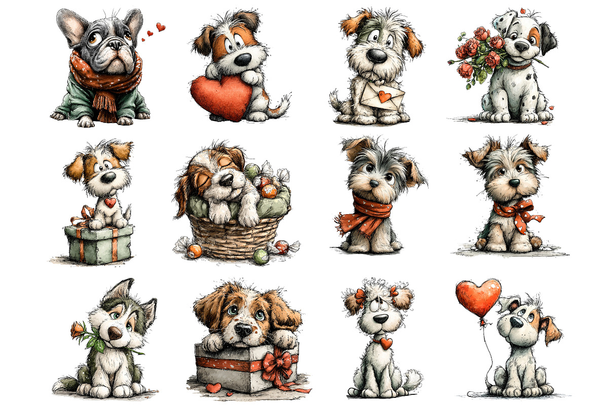 Whimsical Puppy Love Valentine, an Illustration by DreamArtGraphic (Photo 3 of 4)