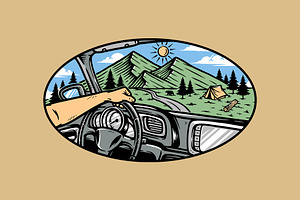 view of the mountain from inside car