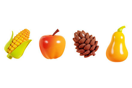 Autumn seasonal elements, a Food & Drink 3D Model by YuliiaOsadcha
