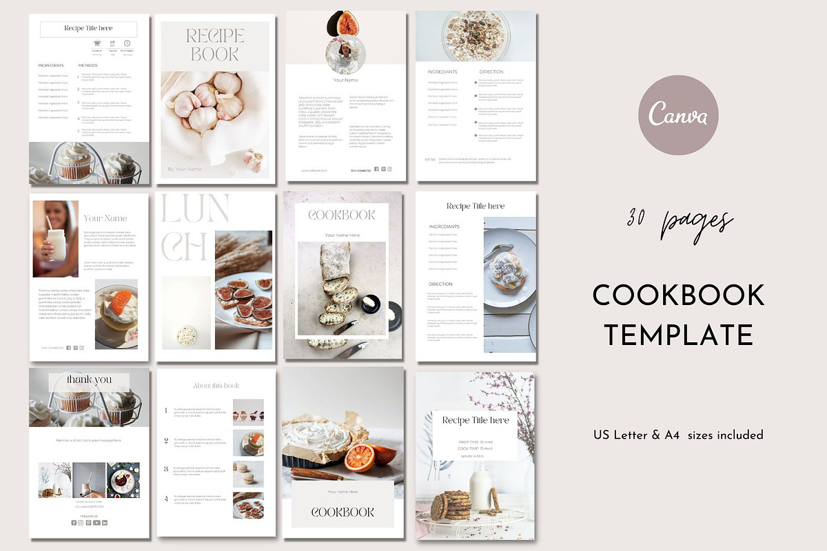 Canva Minimal Cookbook Template, a Magazine Template by Deepa Template Studio (Photo 1 of 10)
