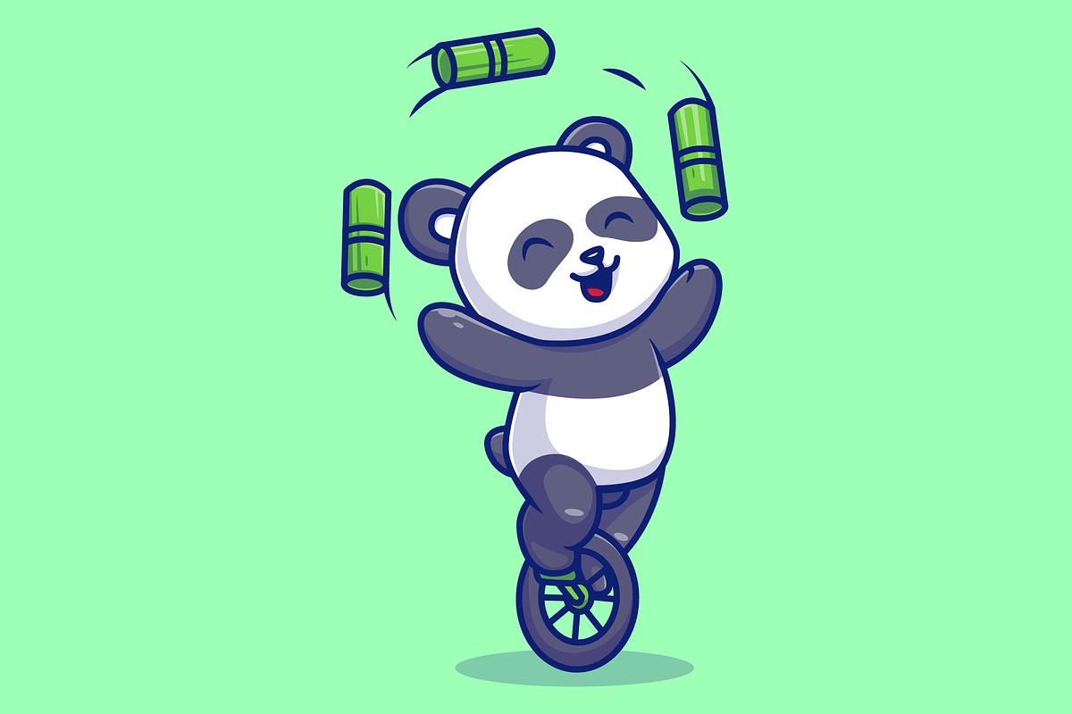 Cute Panda Circus Playing Bamboo, an Animal Illustration by Catalyst Labs