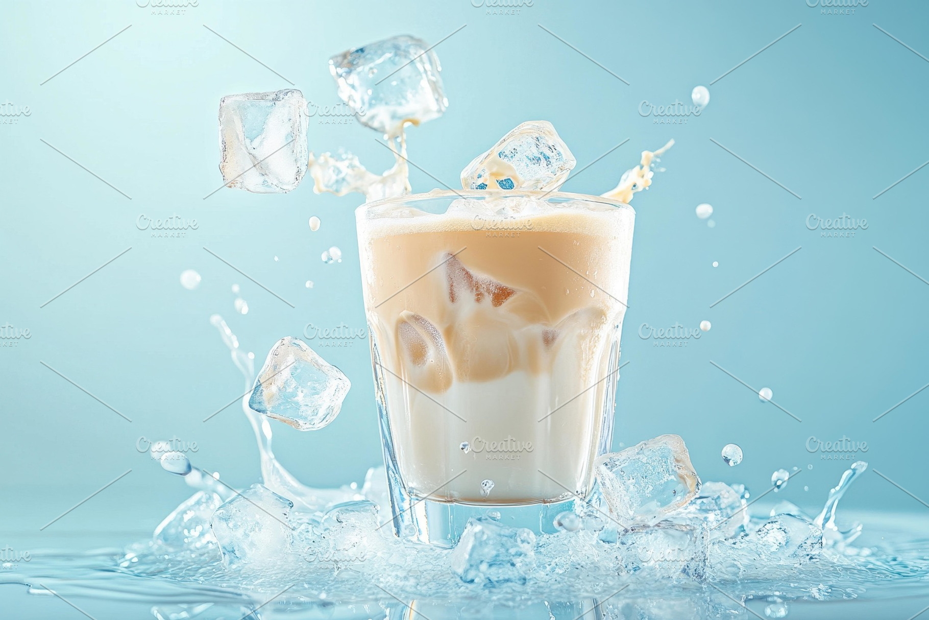 Refreshing iced beverage splashing i, a Photo by Tanuart