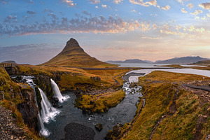 Famous picturesque Kirkjufell mountain and Kirkjufellsfoss water, a Nature Photo by YuriyB