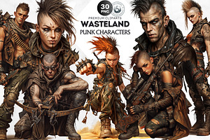 Wasteland Punk Character Clipart Set, a Decorative Illustration by ThatsDesignArt
