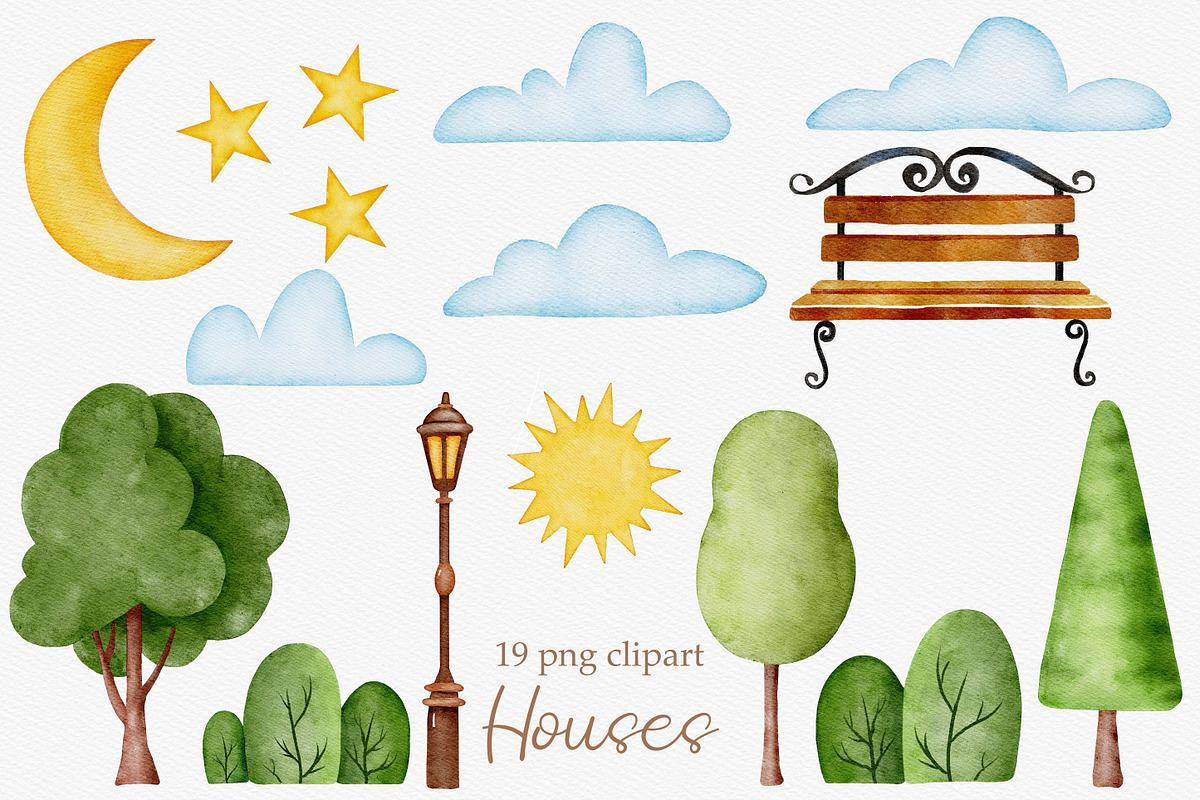 Watercolor Cute Houses Clipart, an Illustration by LuiDesignStudio (Photo 3 of 5)