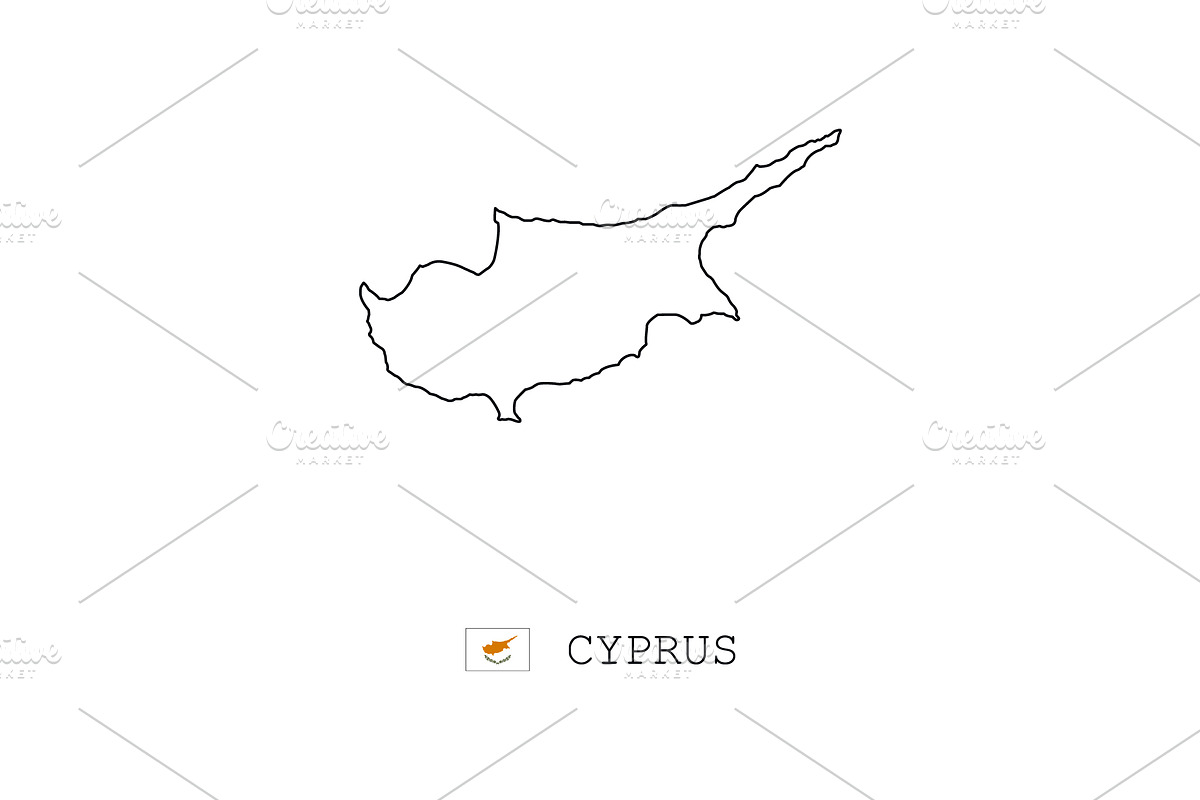 Cyprus vector map outline, line, an Object Graphic by Anno Urbis