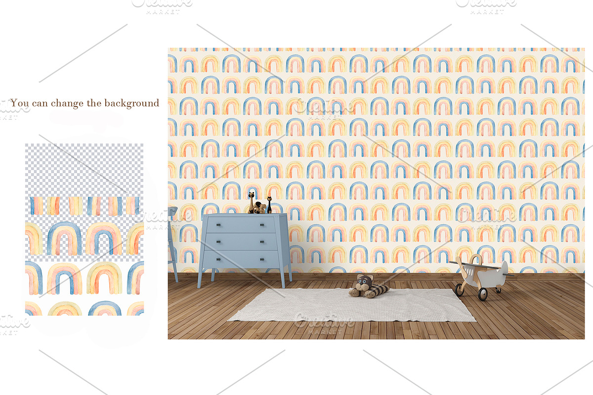 Watercolor Boho Rainbows Collection, an Object Illustration by MayaNavits (Photo 6 of 8)
