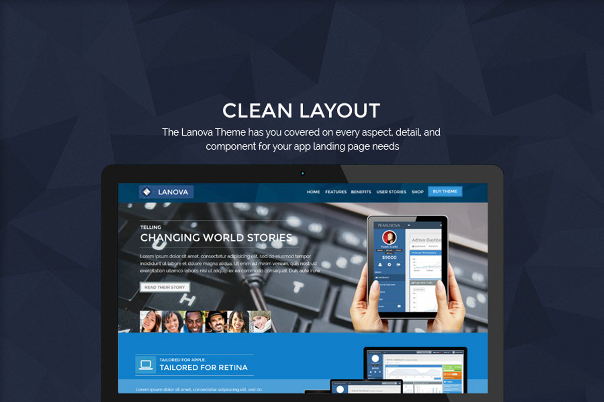 Lanova Landing PSD, a Templates & Theme by Audacitus (Photo 3 of 4)