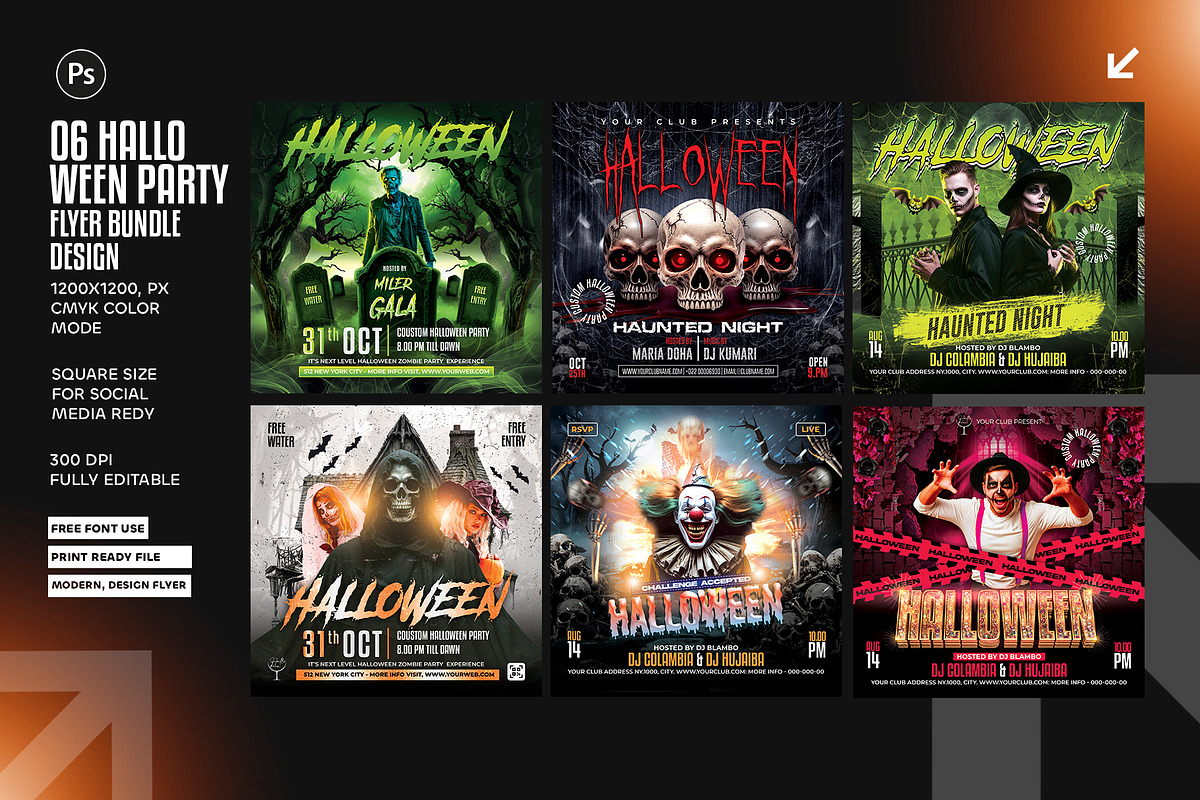 06 Halloween Flyer Bundle, a Flyer Template by Shajib Shikder (Photo 1 of 7)