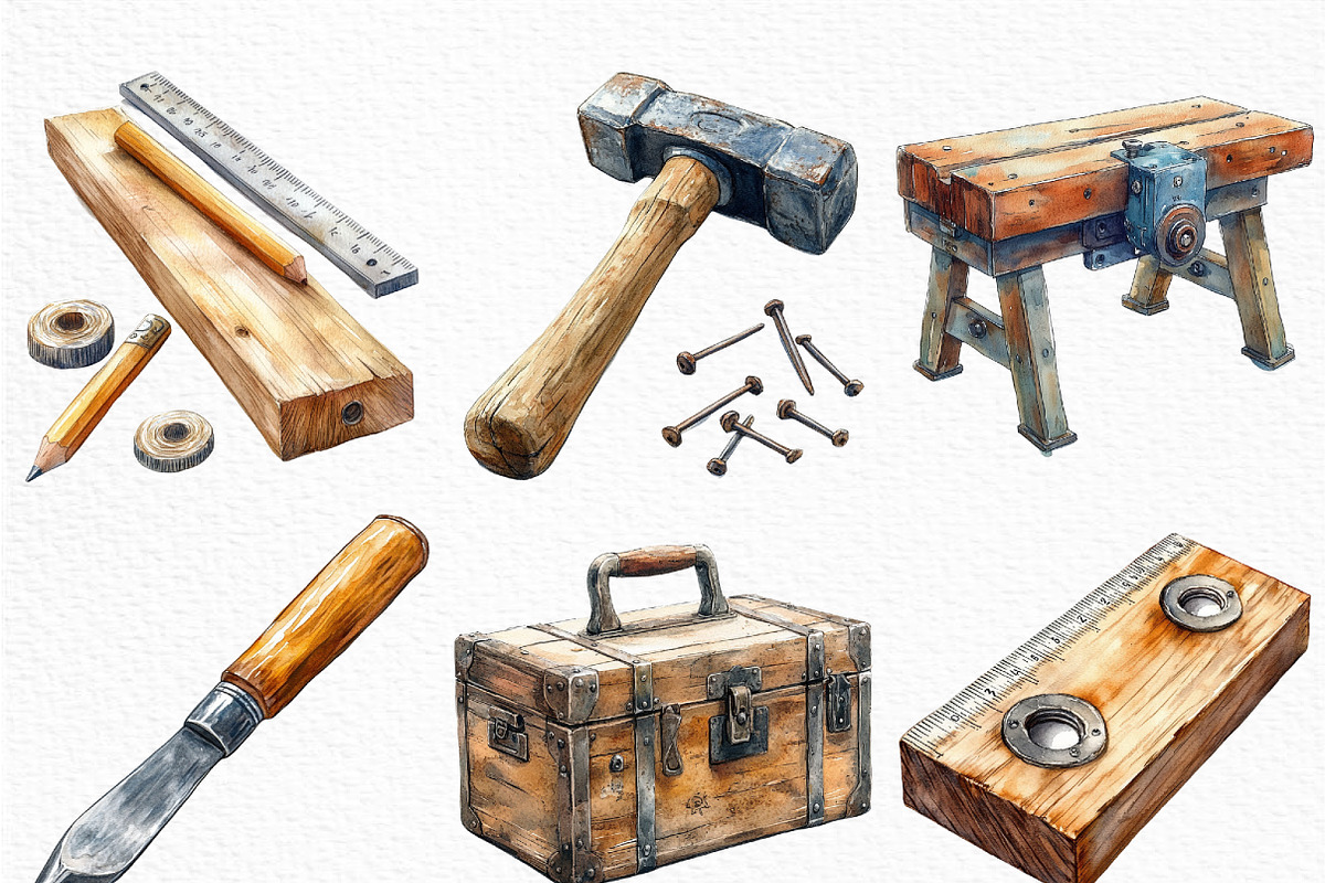 Watercolor Craftsman Clipart, an Illustration by Craft Nest (Photo 5 of 6)