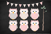 Owls Clipart & Patterns in Soft Pink, an Animal Illustration by Amanda Ilkov (Thumbnail 3 of 4)