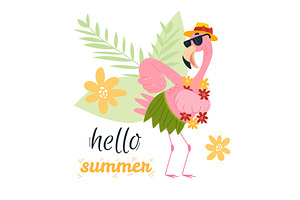 Flamingo print. Dancing pink, an Animal Illustration by LadadikArt
