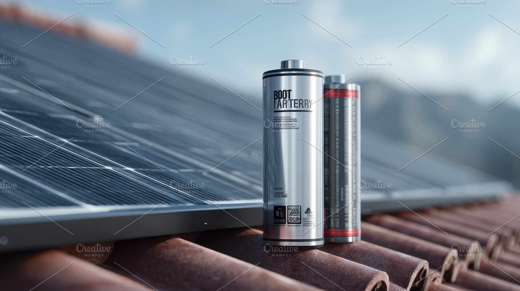 Boot Battery on Solar Panel Roof Cle, a Photo by Pixeness Studio