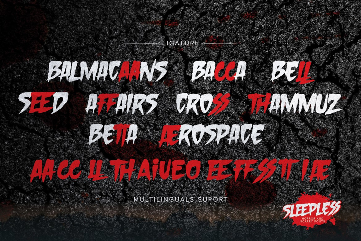 Sleepless - Hand Drawn Horror Brush, a Font by Gassstype (Photo 7 of 8)
