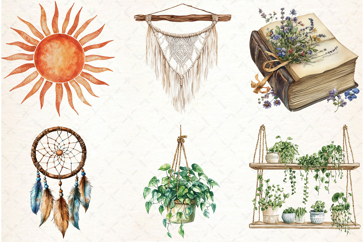 Boho Lifestyle Clipart, an Illustration by Libby Wishes (Photo 5 of 6)
