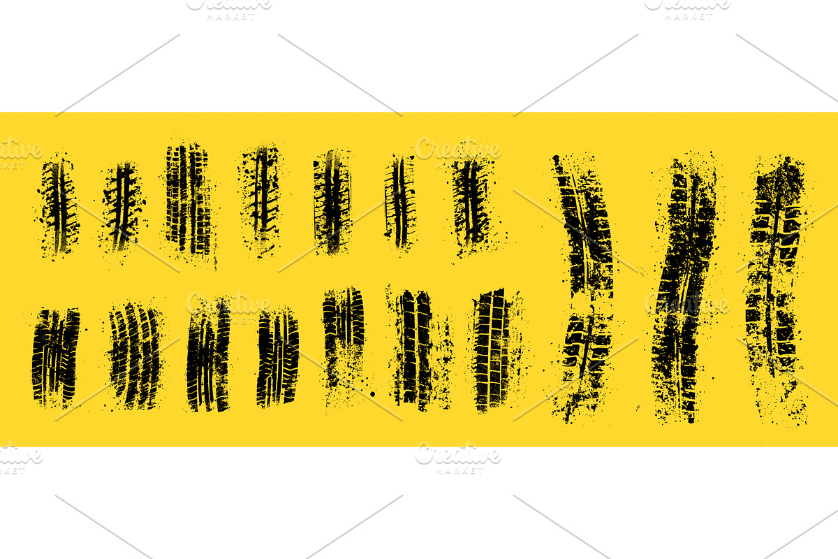 Black tire tracks on yellow, an Object Illustration by Valerie Bodnar