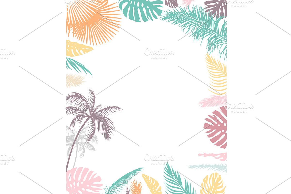 Multicolored palm leaf frame Light, an Illustration by Nenahliadava Design