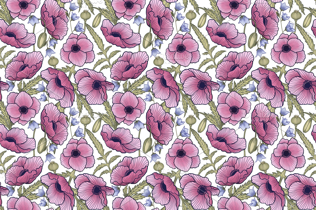 Delicate poppies, a Pattern Graphic by palllna (Photo 2 of 4)
