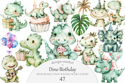 Dino Birthday Clipart, an Illustration by Design Market (Thumbnail 1 of 5)