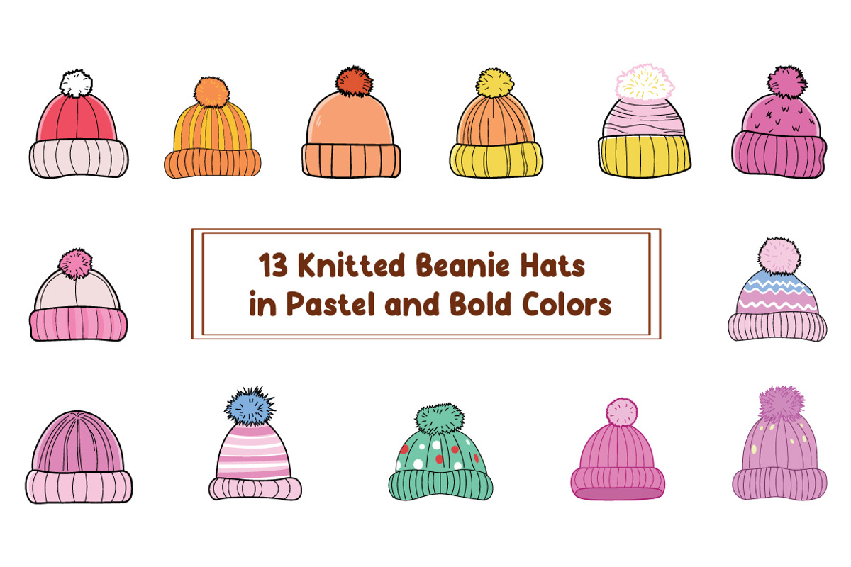 13 Knitted Beanie Hats, an Illustration by jongcreative (Photo 1 of 4)