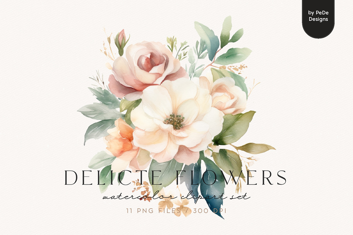 Delicate Flowers, a Decorative Illustration by PeDe Designs (Photo 1 of 8)