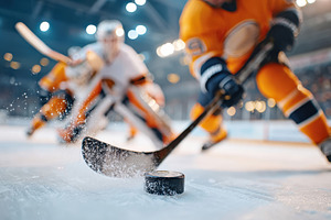 Dynamic hockey player in action on ice, a Sports & Recreation Photo by AlyaAnd