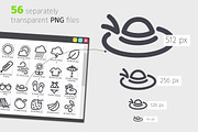 Summer Line Icons Set, an Outline Icon by Voysla's Shop (Thumbnail 3 of 4)