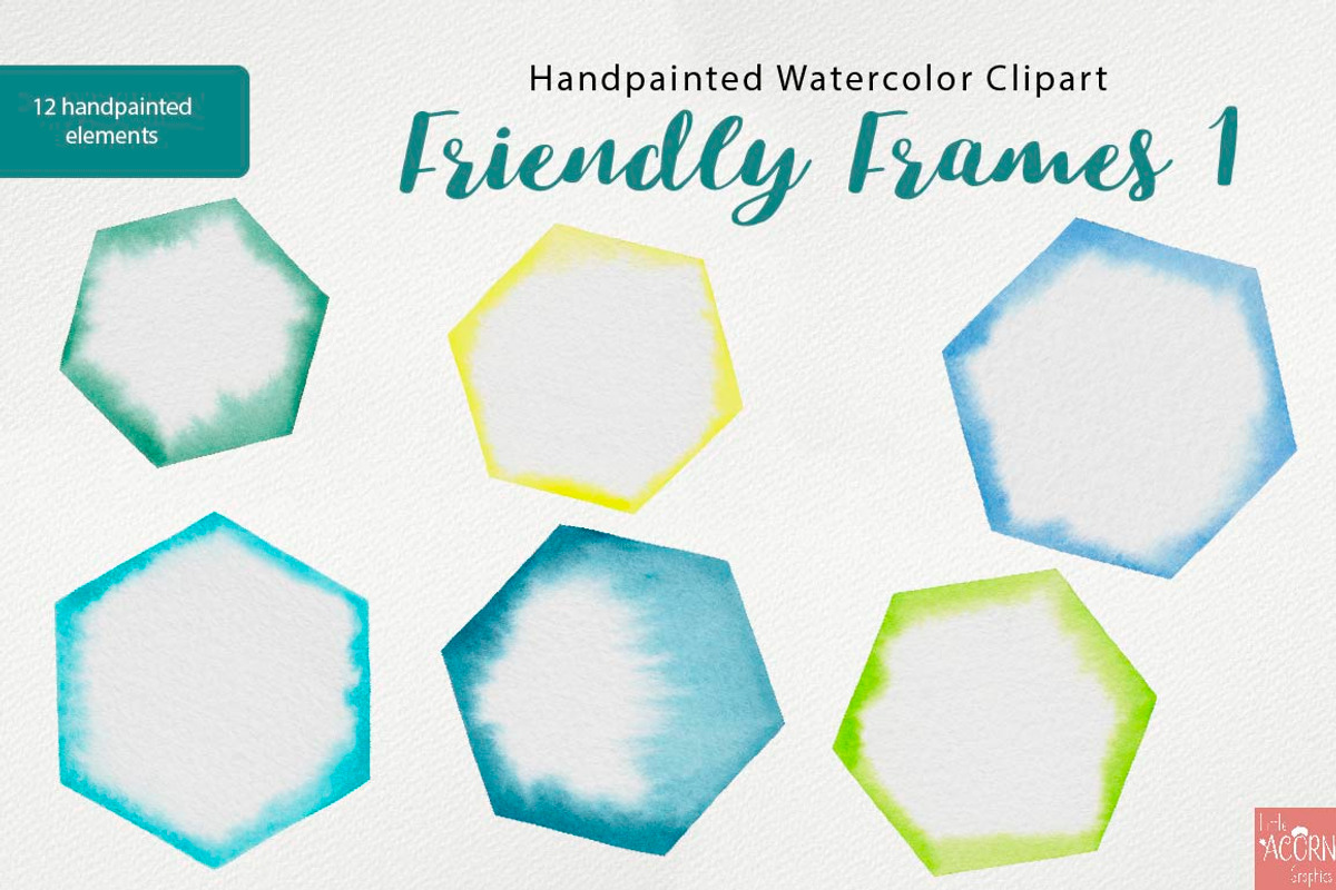 Watercolor Friendly Frames 1 PNG, an Object Graphic by LittleAcornGraphics (Photo 3 of 6)