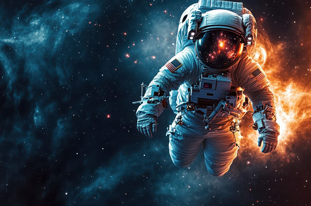 Astronaut floating in the cosmic exp, a Background Photo by Pixeness