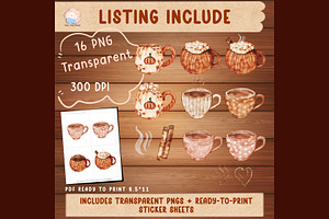 Autumn Coffee Mug Clipart & Sticker