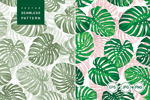 Monstera Leaves. Pattern.