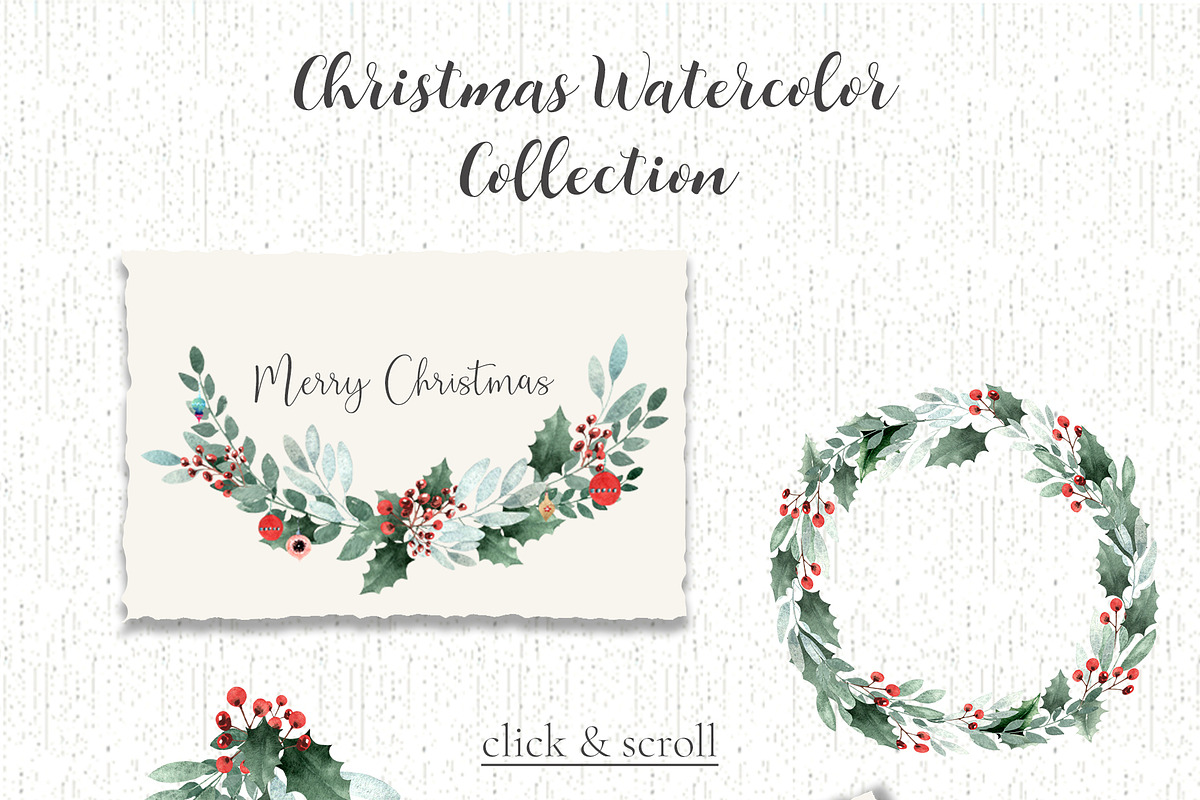 Watercolor Christmas Collection, a Decorative Illustration by MariaScaroniAtelier (Photo 4 of 11)