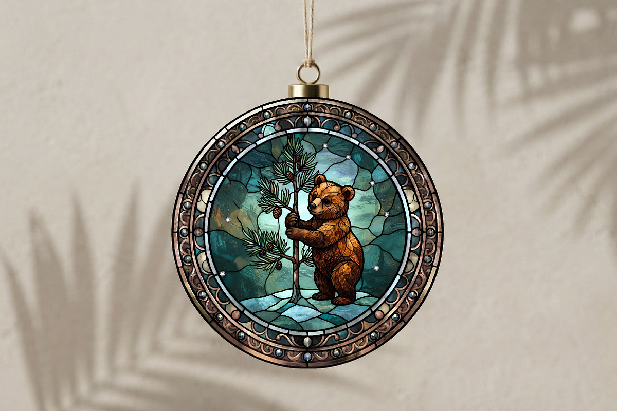 Stained Glass Bear Ornament Art PNG, a Seasonal Illustration by CrexoraLab (Photo 3 of 3)
